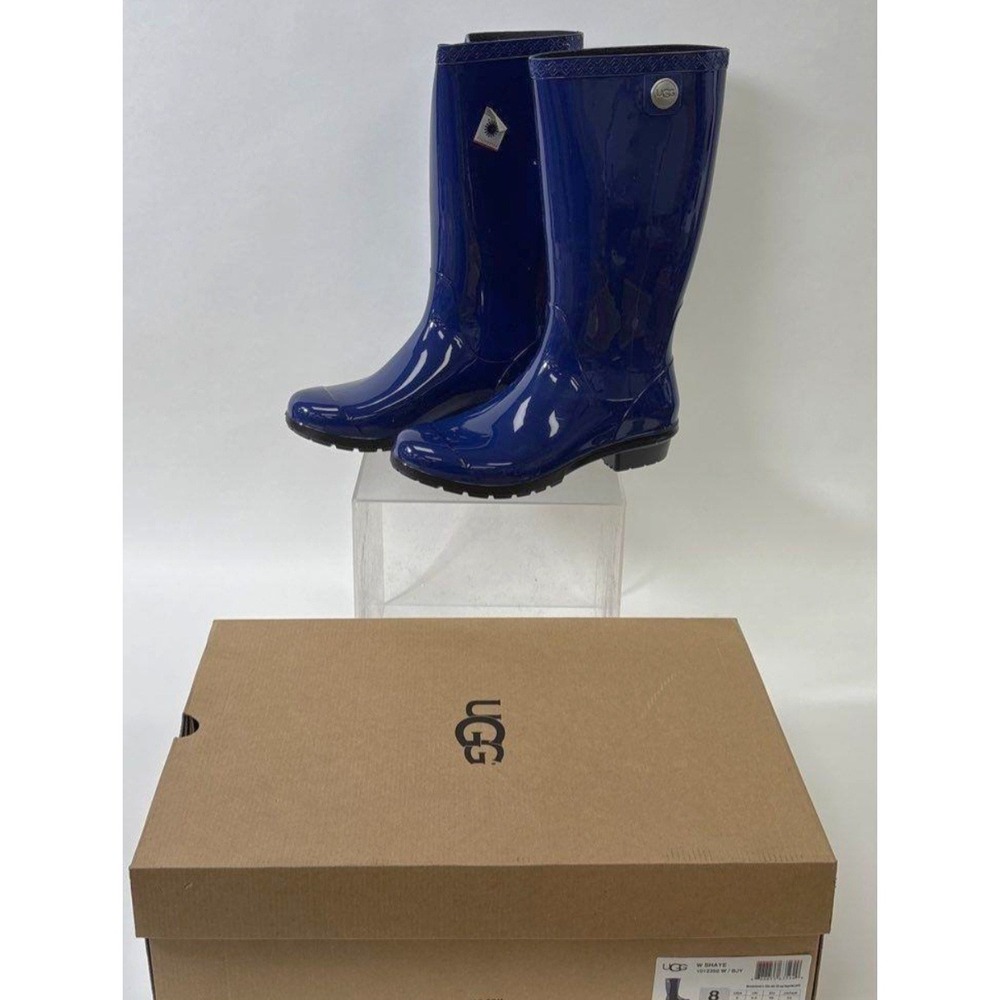 UGG Women's Blue Tall Rubber Rain Boots size 8
